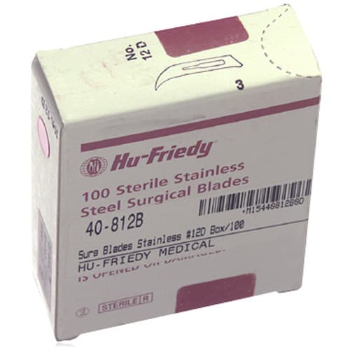 Hu-Friedy #12B Sterile Stainless Steel Surgical Scalpel Blade, Box of 100, 40-812B thumbnail 4