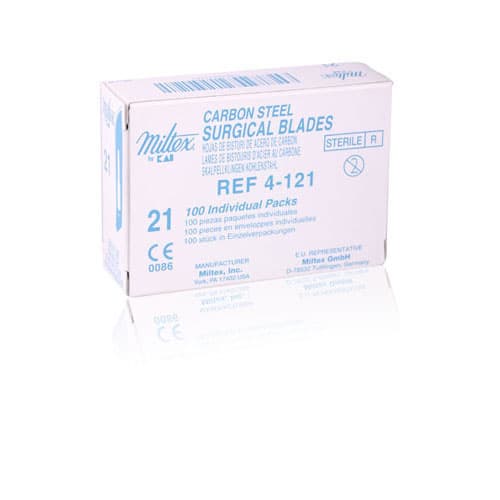 Miltex by Integra Carbon Steel Surgical Blade #21, Sterile, Individually Wrapped, 100/Box, 4-121 thumbnail 3