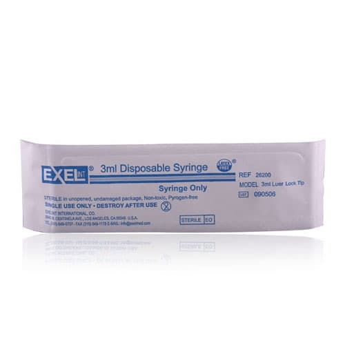 Exel International 3cc Luer Lock Syringe with Cap, Sterile, Low Dead Space, 100/Box, 26200 thumbnail 2