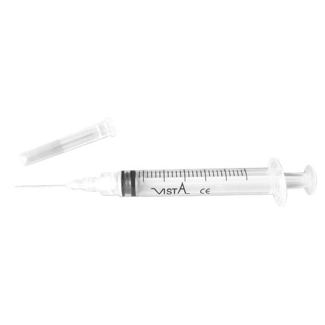 Unipack Pre-Tipped Endodontic Irrigation Syringe, 3cc Luer Lock, 23 Gauge Notched Needle, Blue, 100/Box, URN-55003-23 thumbnail 3