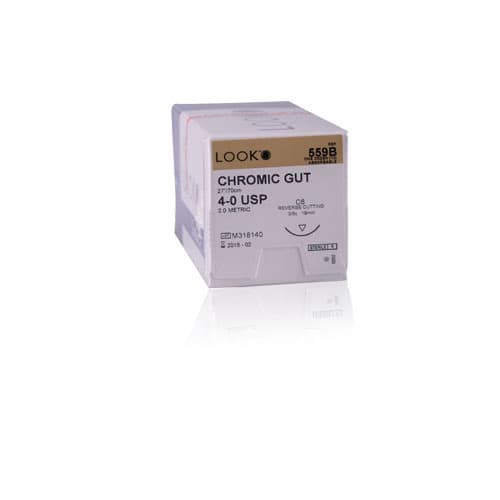 Look Chromic Gut Suture, 5-0, 27" (70 cm), C6 Reverse Cutting Needle, 3/8 Circle, 18 mm, 12/Pk, 557B thumbnail 9