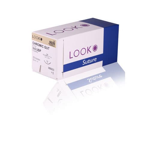 Look 560B Chromic Gut Suture, 3-0, 27" (70 cm), C-6 Reverse Cutting Needle, 3/8 Circle, 12/Pk thumbnail 13