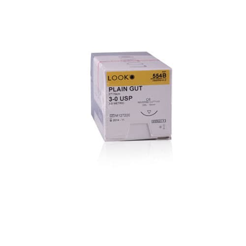 Look 591B Plain Gut Absorbable Suture, 4-0, 18" (45 cm), C-6 Reverse Cutting 3/8 Circle Needle, 12/Box thumbnail 13