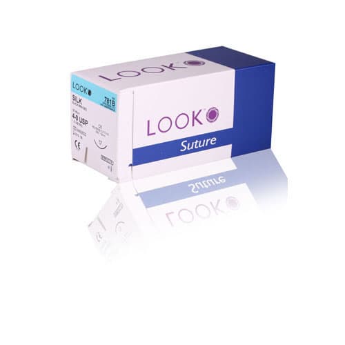 Look 781B Silk Black Braided Non-Absorbable Suture, 4-0, 18" (45 cm), C-6 Reverse Cutting Needle, 3/8 Circle, 19 mm, 12/Box thumbnail 13