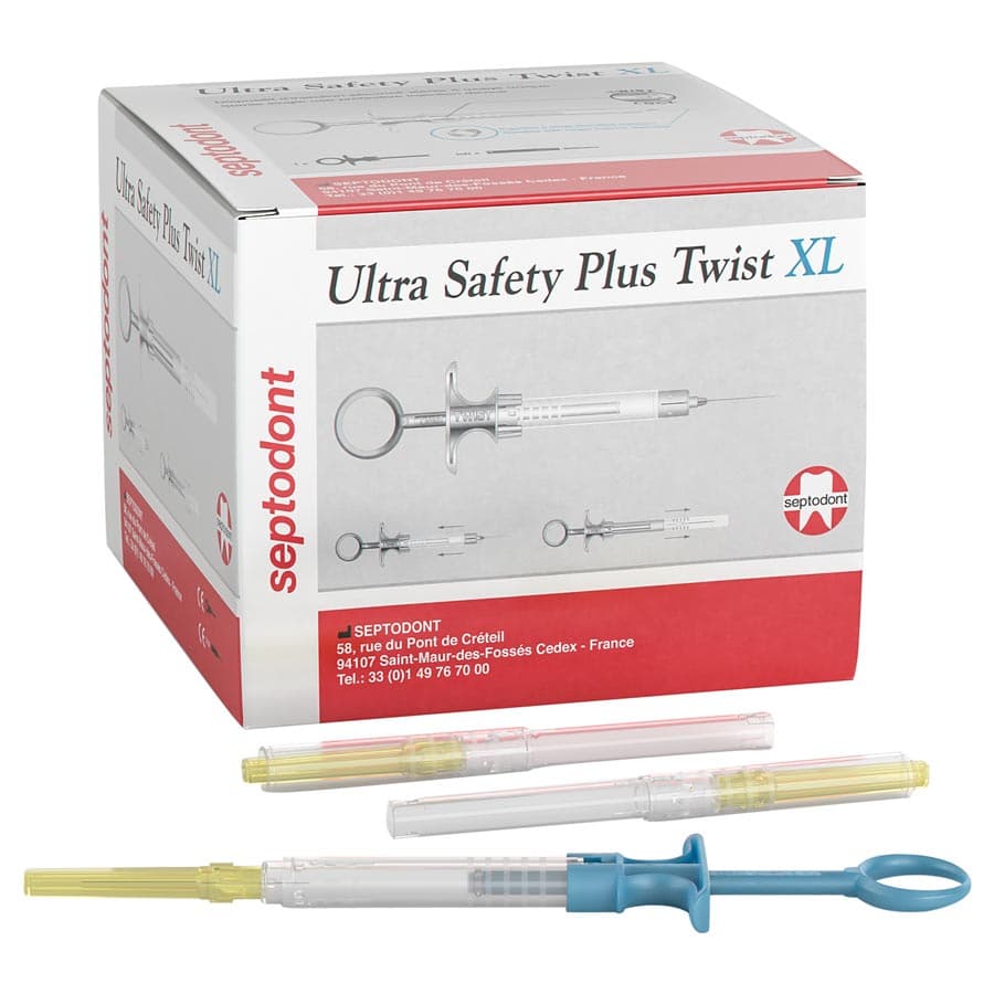 Septodont Ultra Safety Plus Twist XL Dental Needle, 27 Gauge Long, Yellow, 100/Box - Ultra Safety Plus Twist XL - 27ga Long - Yellow - Image 1