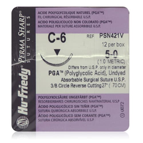 Hu-Friedy Perma Sharp PGA Absorbable Suture, 4-0, Violet, C-6 Reverse Cutting Needle, 3/8 Circle, 27", 12/Box, PSN397V thumbnail 9