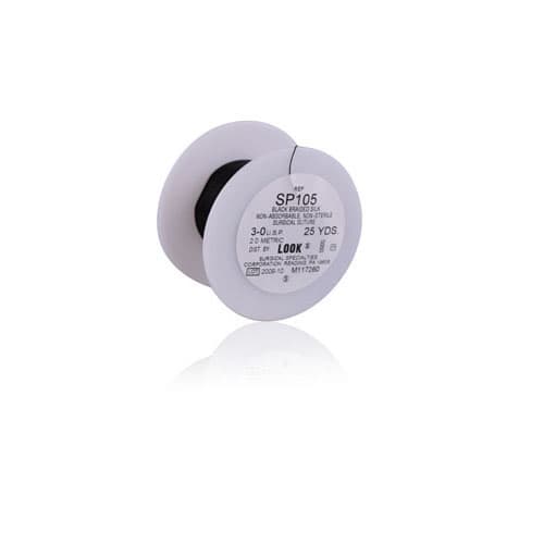 Look Suture Silk Spool 6/0, Black Braided, Non-Absorbable, 25 yd, SP102 - Suture Silk Spool 6/0 - Image 1