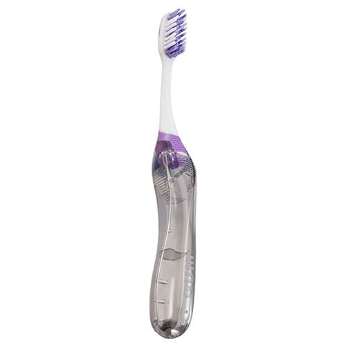 GUM Ortho Travel Toothbrush, V-Trim, Soft, 4-Row, with Snap-Lock Cap/Tongue Cleaner, 12/Box, 125PQA thumbnail 3
