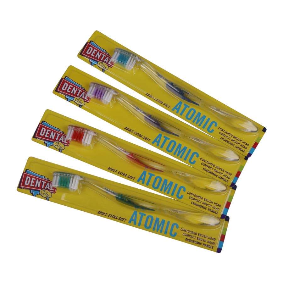 Dental City Atomic Adult Toothbrush, Extra-Soft, Compact Head, 72/Box - Dental City - Atomic Adult Toothbrushes - Image 1