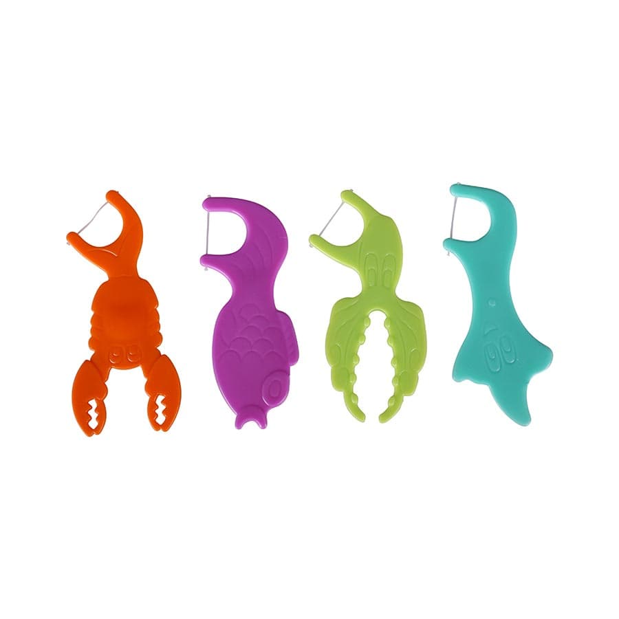 Dental City Kid Flossers, Sea Animal Shaped, Assorted Creatures, 4 per Pack, 48 Bags per Case - Dental City - Sea Animal Shaped Kids Flossers - Image 1