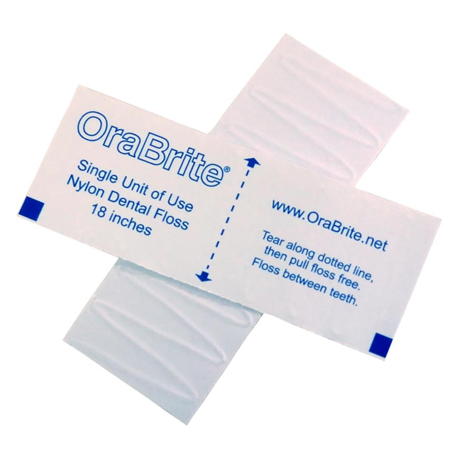 Orabrite Mint PTFE Single Use 18" Dental Floss, 1000/Case, ORA3003 - Oraline - Orabrite Mint - Image 1