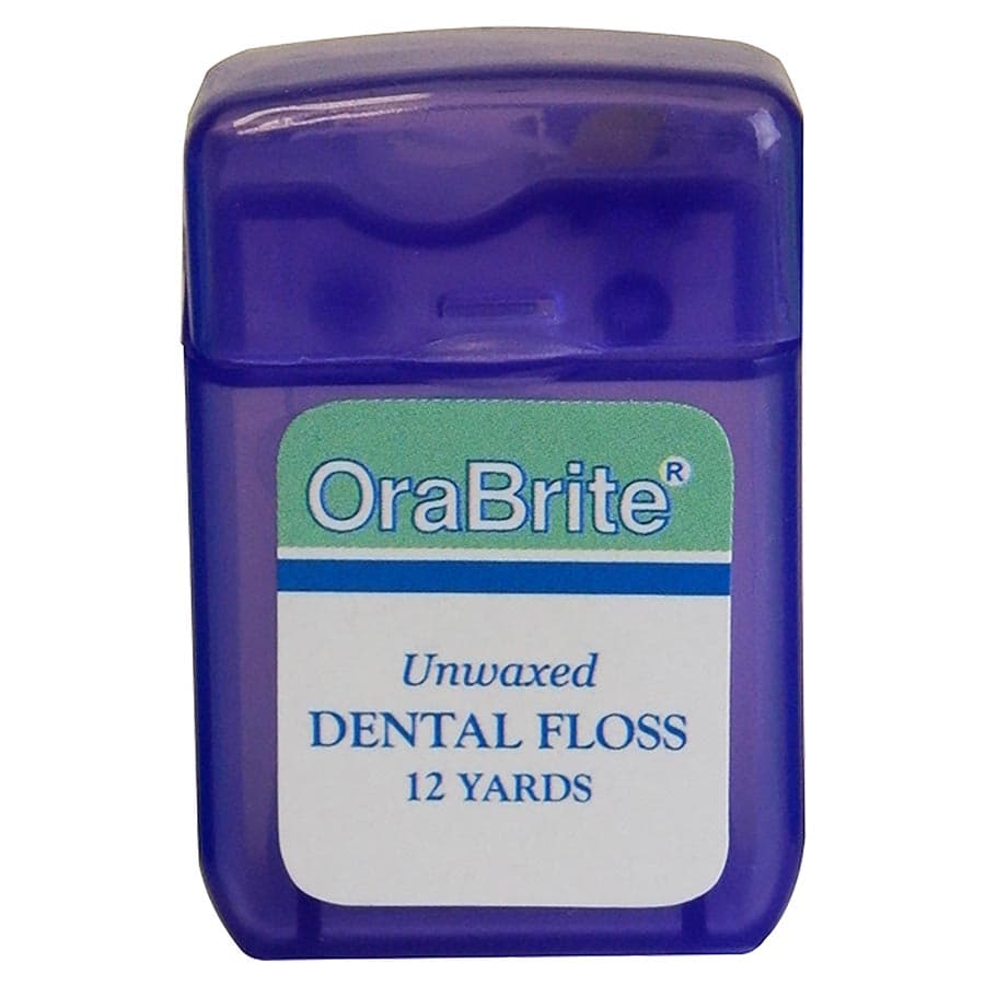 Oraline OraBrite Unwaxed Dental Floss, 12 yd, 144/Box, 33820 - Oraline - Dental Floss (Patient Size) - Image 1