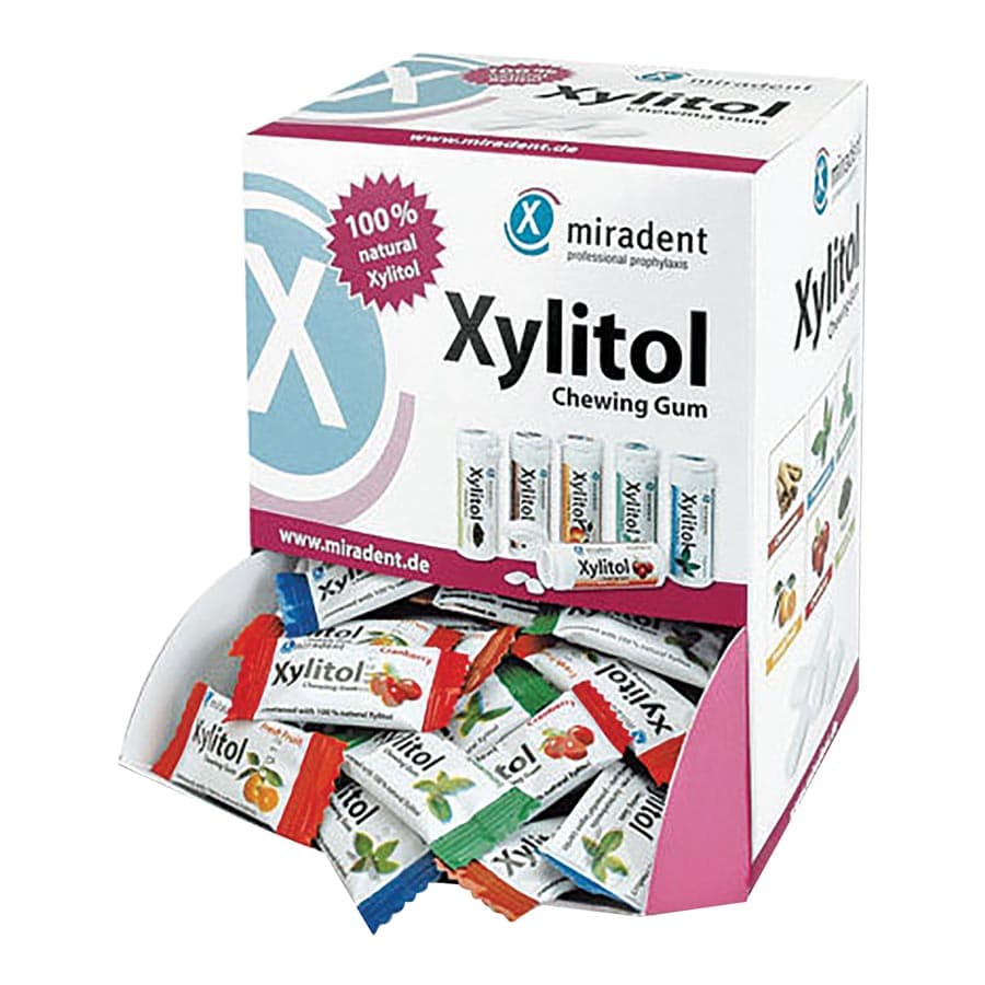 Miradent Xylitol Chewing Gum, Assorted Flavors (6), 2 Pieces per Pack, 200 Packs per Box, 635069 thumbnail 3