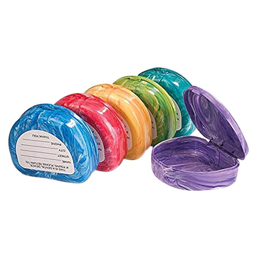Practicon Marble-Colored Retainer Cases, Hinged Plastic, Non-Vented, 7/8" Deep, Assorted Colors, 24/Pack, 7086010 thumbnail 6