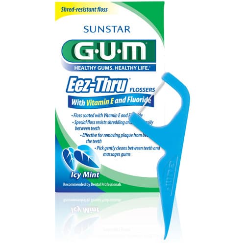GUM Eez-Thru Advanced Care Flossers, with Vitamin E and Fluoride, Mint, 3 Flossers per Pack, 48 Packs per Box, 888PR thumbnail 8