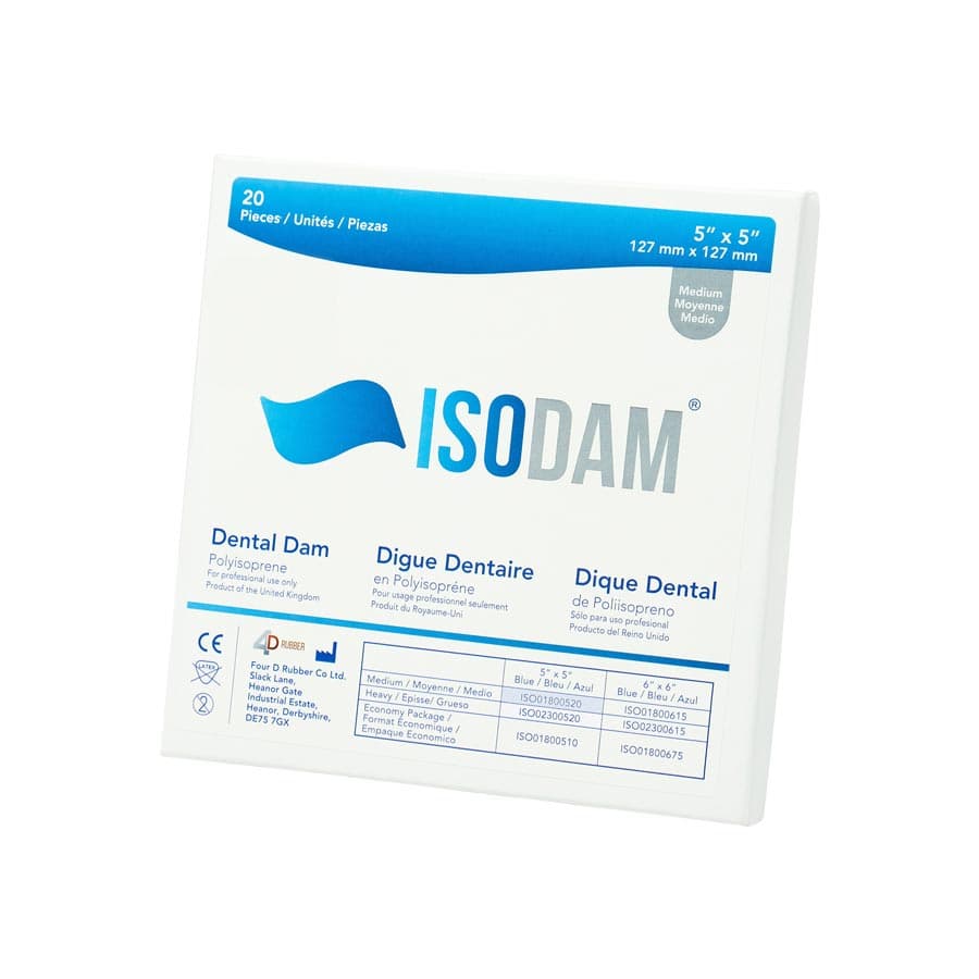 Isodam Non-Latex Polyisoprene Dental Dam, 5" x 5", Medium, Blue, 20/Box, ISO01800520 thumbnail 9