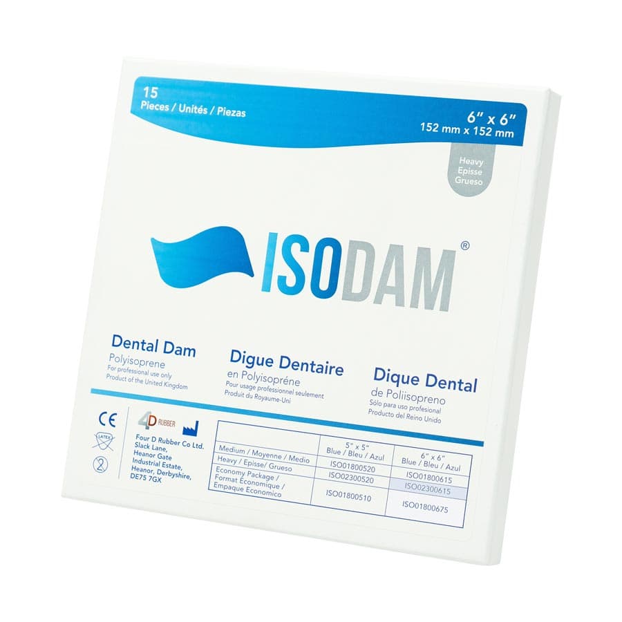 Isodam Non-Latex Polyisoprene Dental Dam, 6" x 6", Heavy, Blue, 15/Box, ISO02300615 thumbnail 9