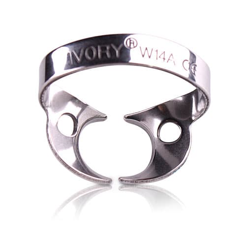 Ivory Rubber Dam Clamp #W14A, Stainless Steel, Wingless, Large Partially Erupted Molar, 1/Pk, 50057556 thumbnail 7