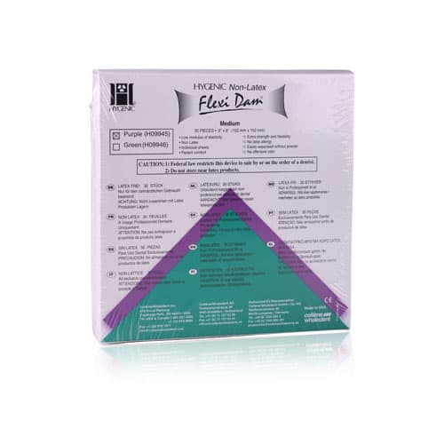 Hygenic Flexi-Dam Non-Latex Dental Dam, 6" x 6", Medium, Purple, 30/Box, H09945 thumbnail 15