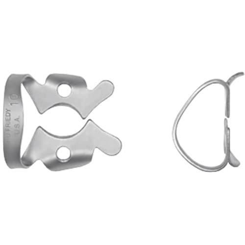 Hu-Friedy Satin Steel Rubber Dam Clamp #10, Winged, for Small Upper Left/Lower Right Molars, RDCM10 thumbnail 5