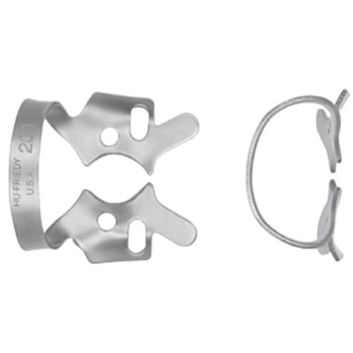 Hu-Friedy Satin Steel Rubber Dam Clamp, Winged, #201, Upper Molars, Single Clamp, RDCM201 thumbnail 6