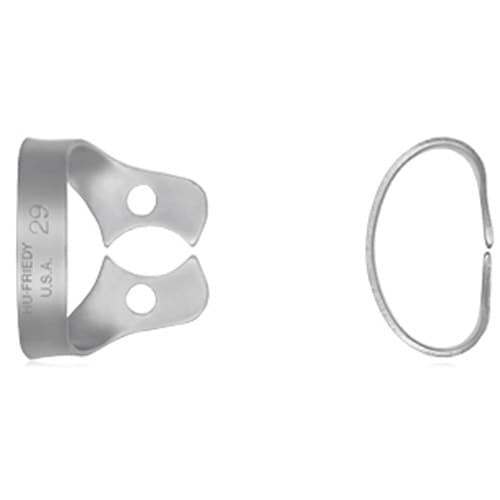 Hu-Friedy Satin Steel Rubber Dam Clamp #29, Wingless, Lower Premolars, RDCM29 thumbnail 4