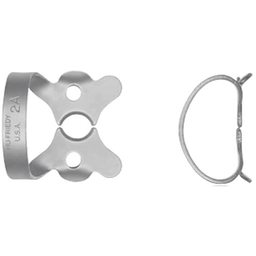 Hu-Friedy Satin Steel Rubber Dam Clamp, #2A, Winged, Larger Premolars, 1/Pk, RDCM2A thumbnail 6
