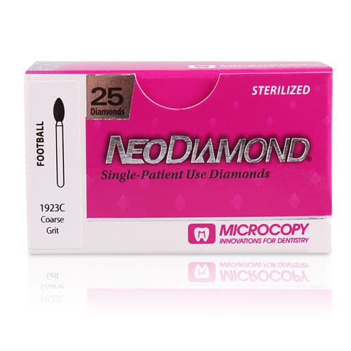 NeoDiamond® FG Diamond Bur, Pear, #830 (0508M), Medium Grit, Blue Ring, 0.8 mm Diameter, 1.6 mm Length, 25/Pkg thumbnail 2