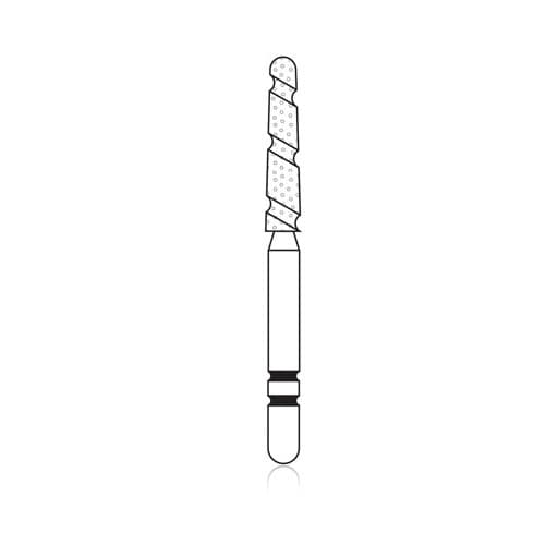 Two Striper TS2000 Diamond Bur, FG, Round-End Taper, #2005.9, Coarse, Green, 1.8 mm Major/1.3 mm Minor Diameter, 9 mm Length, 5/Pkg, 2000059 thumbnail 6