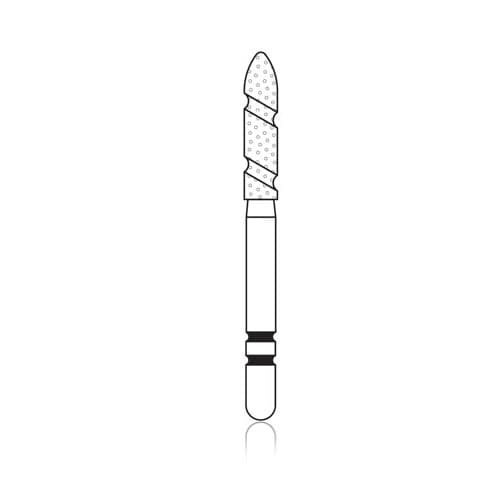 Two Striper TS2000 Diamond Bur, Friction Grip, Coarse, Flame, #2011.8, 1.8mm Diameter, 8mm Length, 5/Pkg thumbnail 4