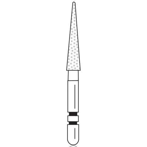 Two Striper Diamond Bur, FG, Cone, #209.10, Very Fine, Yellow, 2.3 mm Major/0.5 mm Minor Diameter, 10 mm Length, 5/Pk, 2015057 thumbnail 6