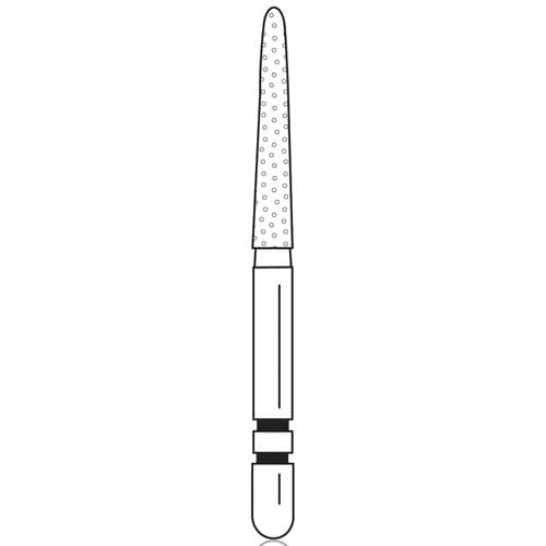 Two Striper Diamond Bur, FG, Flame, #253.10, Fine, Red, 1.6 mm Major/1.0 mm Minor Diameter, 10 mm Length, 5/Pk, 2015091 thumbnail 5