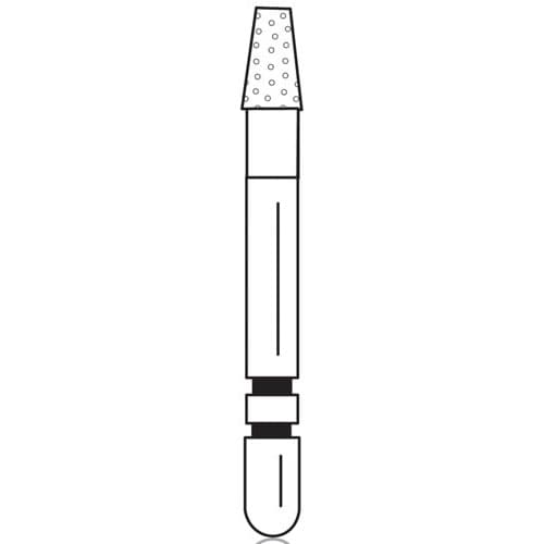 Two Striper® Diamond Bur FG 708.3M, Medium Grit, Flat-End Taper, Friction Grip, 2.1 mm Major/1.3 mm Minor Diameter, 3.0 mm Length, Blue Ring, 5/Pkg thumbnail 4