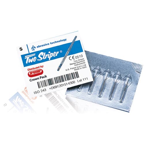 Premier Two Striper Diamond Burs, Friction Grip, Assorted Crown Pack, Coarse, 5/Pk, 2015500 thumbnail 5