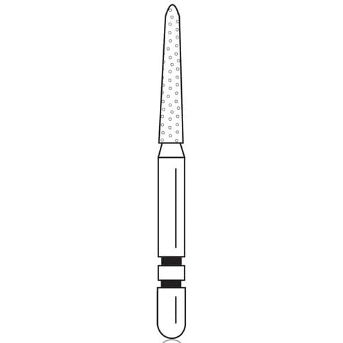 Two Striper Gold-Plated Curettage (GCP™) Diamond Bur, FG, 252.SB, Medium, Cone Beveled End, 1.4 mm Major/0.4 mm Minor Diameter, 8.0 mm Length, Blue Ring, 5/Pk, 2015605 thumbnail 6