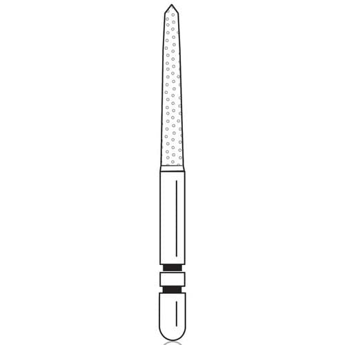 Two Striper Gold-Plated Curettage (GCP) Diamond Bur, FG, Medium, Cone Beveled End, 253.SC, 1.8 mm Major/0.4 mm Minor Diameter, 10 mm Length, Blue Ring, 5/Pk, 2015613 thumbnail 6
