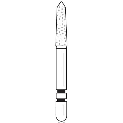 Two Striper Gold-Plated Curettage (GCP) Diamond Bur FG, Cone Beveled End, #254.SA, Medium Grit, 1.8mm Major/0.4mm Minor Diameter, 7mm Cutting Length, Pack of 5, 2015615 thumbnail 4