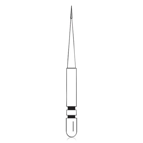 Two Striper MFS Finishing Diamond Bur FG, #201, MF3 Ultra Fine (10 micron), Flame/Needle, 0.6 mm Major/0.2 mm Minor Diameter, 5/Pkg, 2015855 thumbnail 4