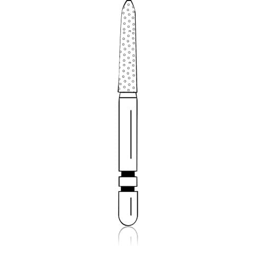 Premier Two Striper ShortCut Gold-Plated Curettage Diamond Bur, Friction Grip Short Shank, Medium Grit, Cone Beveled End, #254.SB S, 5/Pkg, 2015922 thumbnail 4
