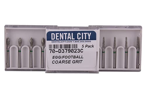 Dental City Multi-Use Diamond Bur Football 368-023SC, Super Coarse, 5/Pack - Dental City - Multi-Use Super Coarse Diamond Burs - Image 1