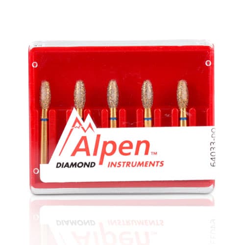 Alpen Diamond FG #856-014SC Round End Tapered Bur, Super Coarse Grit, Friction Grip, 5/Pack, R856SC014FG - Alpen Dia FG #856-014SC Round End Tpr - Image 1
