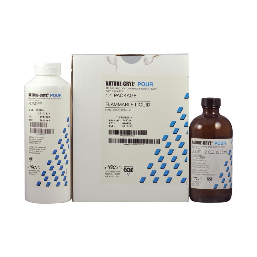 GC America Nature-Cryl Pour Denture Base & Repair Resin, COE-LOR Moderate, 1:1 Package (1 lb Powder + 300 mL Liquid), 349834 thumbnail 5