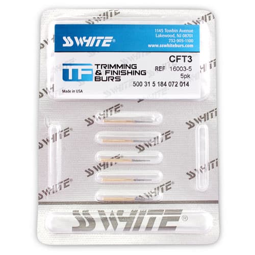SS White 12-Blade Trimming & Finishing Carbide Bur, FG, Tapered Fissure, #CFT3, 5/Pk, 16003-5 thumbnail 6