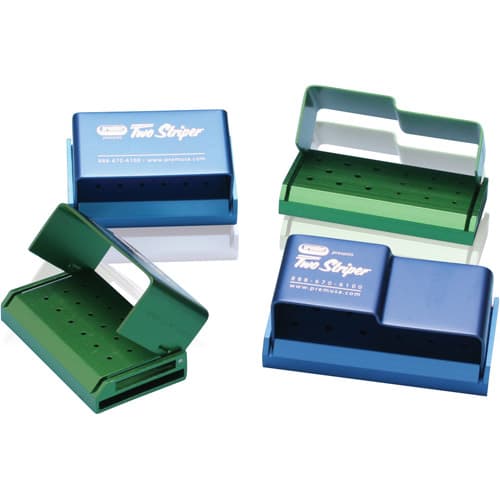 Premier Two Striper Anodized Aluminum Bur Block, 18-Hole, Friction Grip, Green, with Swivel Lid, 1/Pk, 9051021 thumbnail 5