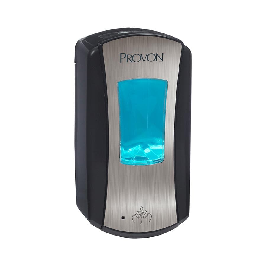 Provon LTX-12 Touch-Free Foam Dispenser, Brushed Chrome/Black, 1200mL, 1972-04 - Provon Proven LTX-12 Touch Free Foam Dispenser, Brushed Chrome/Black- Uses 1200ml Provon LTX-12 Refills - Image 1