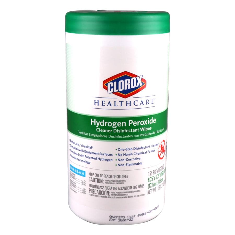 Clorox Healthcare Hydrogen Peroxide Disinfectant Wipes, 6.75" x 5.75", 155/Can, 30825 thumbnail 3