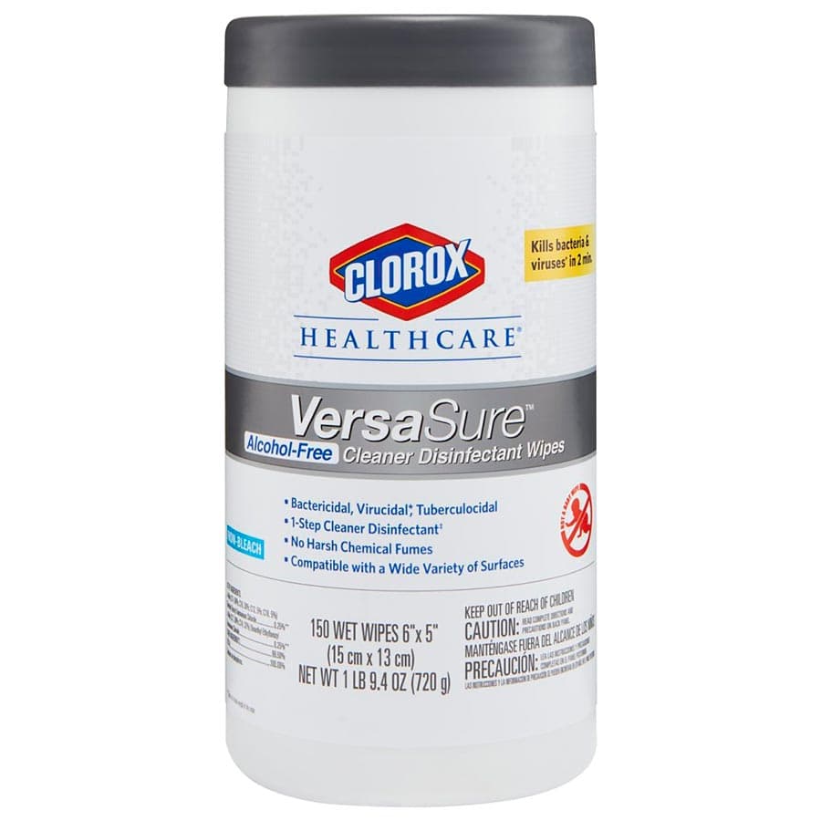 Clorox Healthcare VersaSure Alcohol-Free Cleaner Disinfectant Wipes, 6" x 5", 150/Can, 31758 thumbnail 2