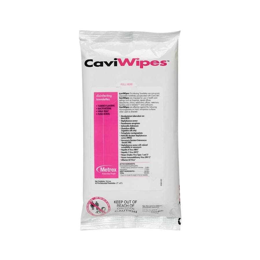 CaviWipes Surface Disinfectant Towelette Wipes, 7" x 9", 45 Wipes/Flat Pack, 13-1224 thumbnail 2