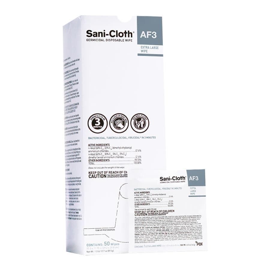 PDI Sani-Cloth AF3 Germicidal Disposable Wipes, X-Large, 11.5" x 11.75", Alcohol & Fragrance Free, 50/Box, U27500 thumbnail 8