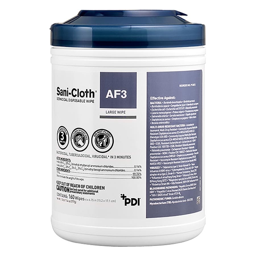Sani-Cloth AF3 Germicidal Disposable Wipes, Large, 6" x 6.75", Alcohol-Free, 160/Can, P13872 thumbnail 13